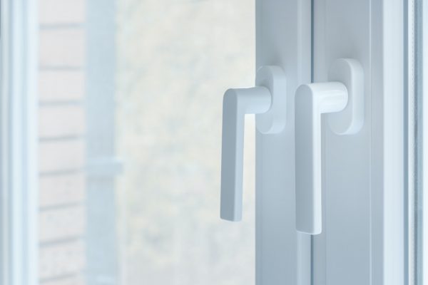 PVC window handles, selective focus